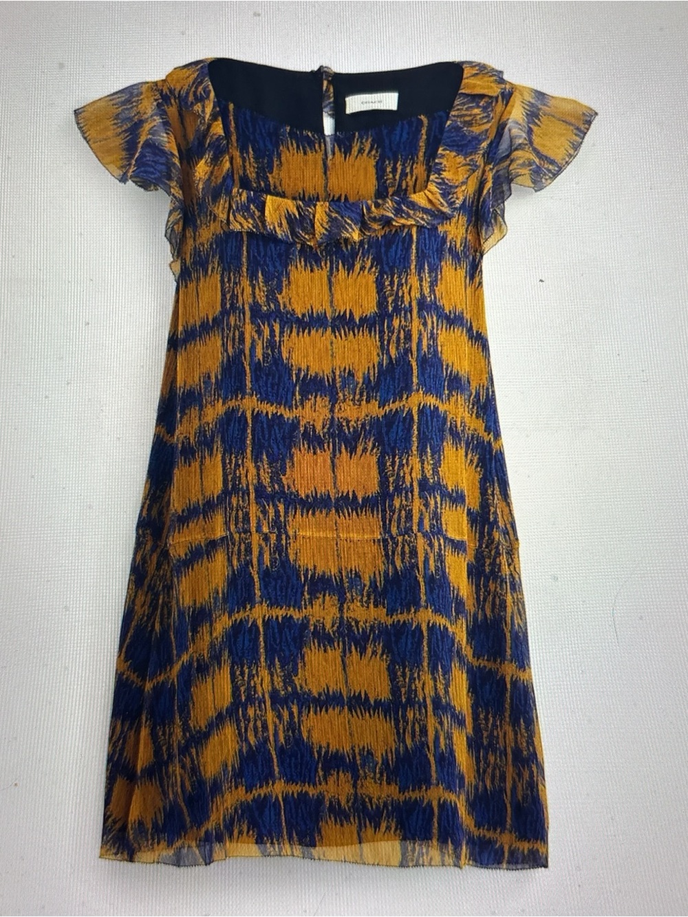Coach Abstract Navy and Mustard Print Dress - Picture 3 of 8